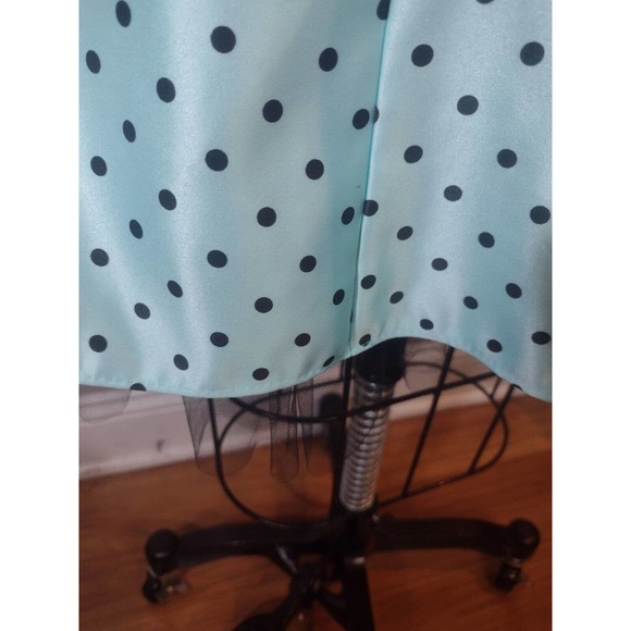 Jessica McClintock Gunne Sax Vintage Tiffany Blue Polka Dot Strapless Dress 5 - Picture 5 of 11